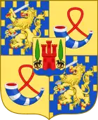 Arms for the children of King William Alexander of the Netherlands, Catharina-Amalia, Princess of Orange, Princess Ariane and Princess Alexia (escutcheon of Zorreguieta).