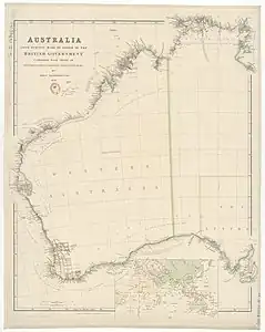 Arrowsmith's 1838 map of Australia, using the 129° E. meridian.