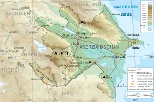 Image 9Topographic map of Azerbaijan (from Geography of Azerbaijan)