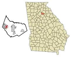 Location in Barrow County and the state of Georgia