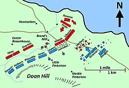 A map showing the disposition of the forces at about 6:30 am