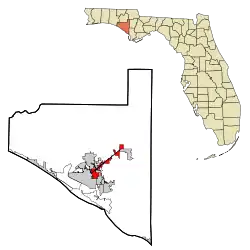 Location in Bay County and the state of Florida