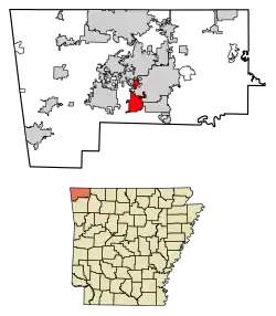 Location of Cave Springs in Benton County, Arkansas.