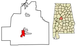 Location of Brent in Bibb County, Alabama.