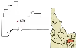 Location of Rockford in Bingham County, Idaho.