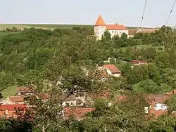 Centre of Bošovice below the Bošovice Fortress