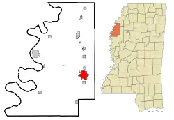 Location of Cleveland, Mississippi