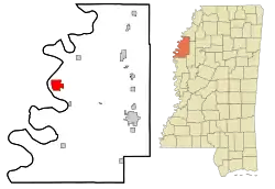 Location of Rosedale, Mississippi
