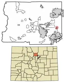 Location of the Leyner CDP in Boulder County, Colorado.