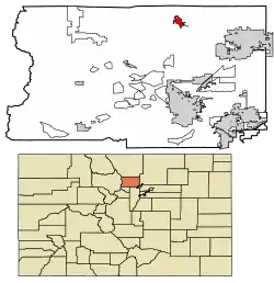 Location of Lyons in Boulder County, Colorado.