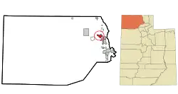 Location in Box Elder County and the state of Utah