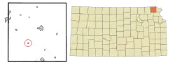 Location within Brown County and Kansas