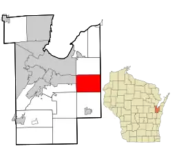 Location in Brown County and the state of Wisconsin