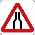 Road narrows on both sides ahead