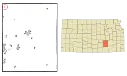 Location within Butler County and Kansas
