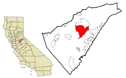 Location in Calaveras County and the state of California