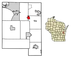 Location of Hilbert in Calumet County, Wisconsin.