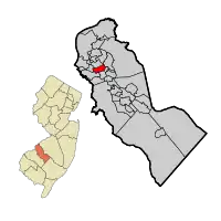 Haddon Heights highlighted in Camden County. Inset: Location of Camden County in the State of New Jersey.