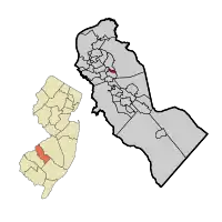 Tavistock highlighted in Camden County. Inset: Location of Camden County highlighted in the State of New Jersey.
