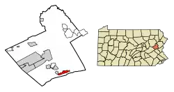 Location of Palmerton in Carbon County, Pennsylvania.