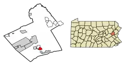 Location of Parryville in Carbon County, Pennsylvania (left) and of Carbon County in Pennsylvania (right)
