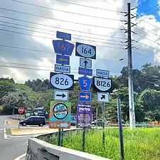 PR-167 south at PR-148 and PR-164 intersection in Barrio Nuevo, Naranjito