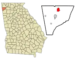 Location in Chattooga County and the state of Georgia