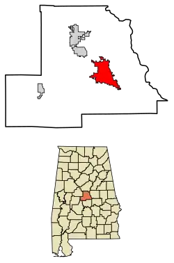 Location of Clanton in Chilton County, Alabama.