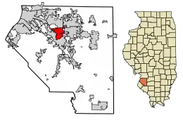 Location of Swansea in St. Clair County, Illinois.