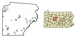 Location of Osceola Mills in Clearfield County, Pennsylvania.