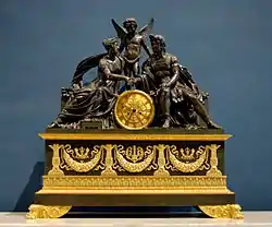 Clock with Mars and Venus; by Pierre-Philippe Thomire; circa 1810; gilded bronze and patina; height: 90 cm; Louvre