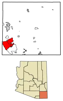 Location of Sierra Vista in Cochise County, Arizona