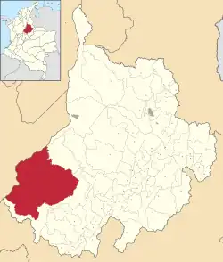 Location of the municipality and town of Cimitarra in the Santander Department of Colombia.