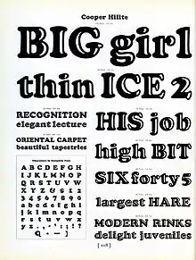 A specimen sheet of Cooper Hilite.