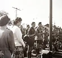 Scouts pray at Kelenföld Train Station