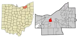 Location in Cuyahoga County and the state of Ohio.