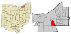 Location in Cuyahoga County and the state of Ohio