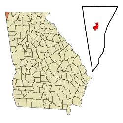 Location in Dade County and the state of Georgia