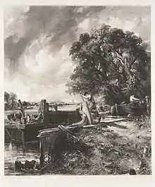 The Lock, and Dedham Vale (1834) by David Lucas, after John Constable