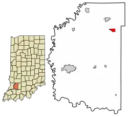 Location of Raglesville in Daviess County, Indiana.