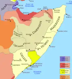 The Dervish State in 1900 after the takeover of Jigjiga