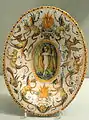 Dish from the service of Alfonso II d'Este, Duke of Ferrara, 1579 or later, Urbino, probably from the Patanazzi workshop, Gardiner Museum, Toronto