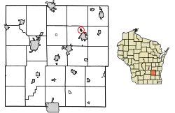 Location of Kekoskee in Dodge County, Wisconsin.