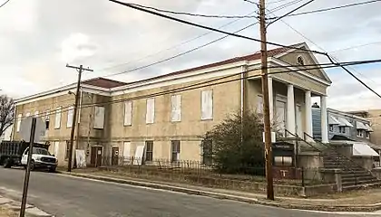 East End Baptist Church - the hip roofed Sunday School building was designed by Herbert Levi Cain.