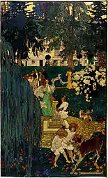 Elizabeth Shippen Green, Life was made for love and cheer, illustration depicting Green, Jessie Willcox Smith, Violet Oakley and other friends.
