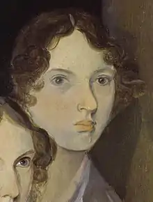 The only undisputed portrait of Brontë, from a group portrait by her brother Branwell, c. 1834