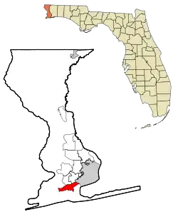 Location in Escambia County and the state of Florida
