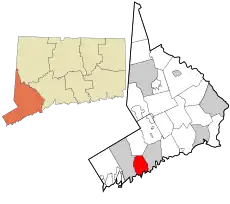 Darien's location within Fairfield County and Connecticut