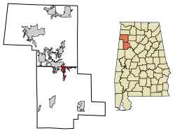 Location in Fayette and Marion counties, Alabama