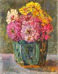 Floris Hendrik Verster (1910): Stilleven met zinnia's in een gemberpot, Rijksmuseum Amsterdam.